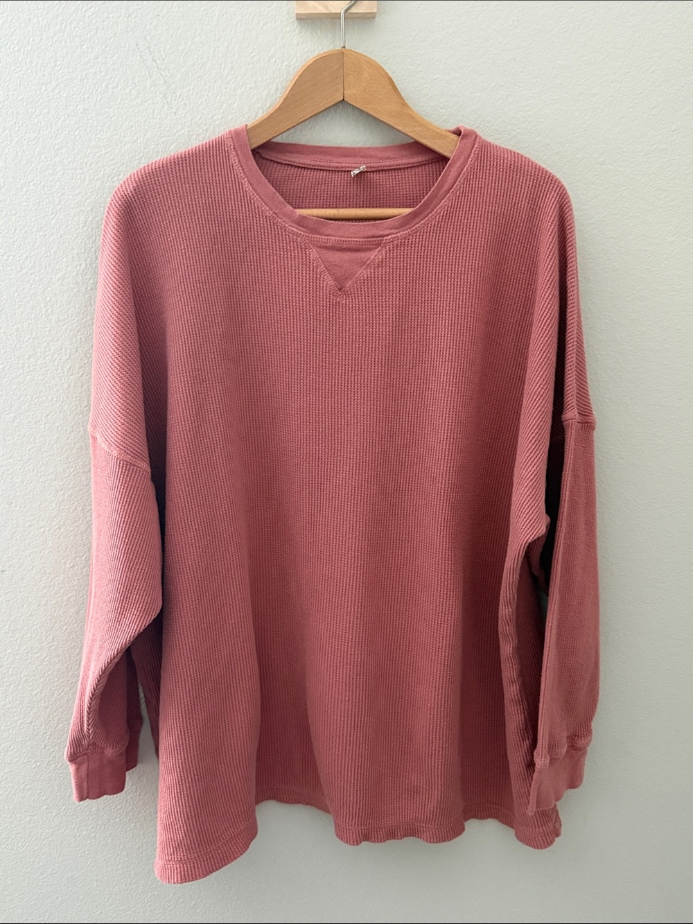 Free‎ People Waffle Knit Crewneck Pullover - Dusty Rose Size Extra Small